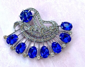 Gorgeous Eisenberg Original Recast Brooch AMazing Electric Blue Sapphire