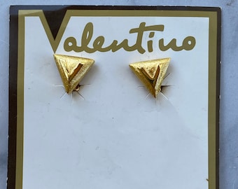 Vintage Valentino Iconic Logo V Triangle Pierced Earrings