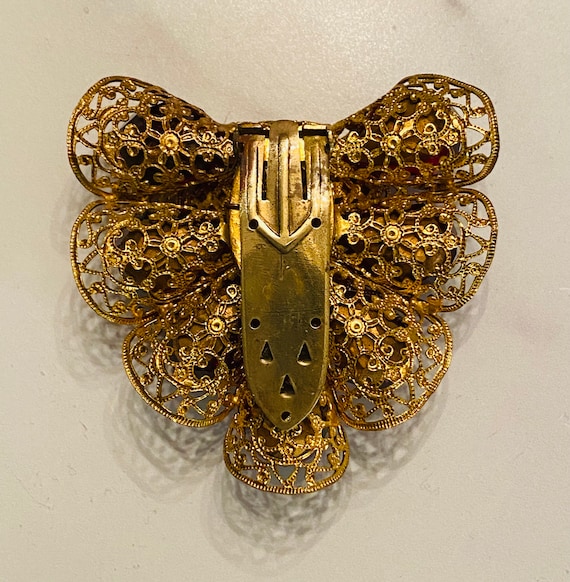 Czechoslovakia signed  Ruby Faceted Bead Dress Cl… - image 5