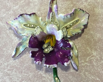 Unsigned Beautiful Enamel Orchid