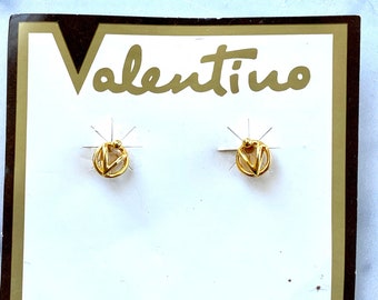 Vintage Valentino Iconic Logo Chain Pierced Earrings