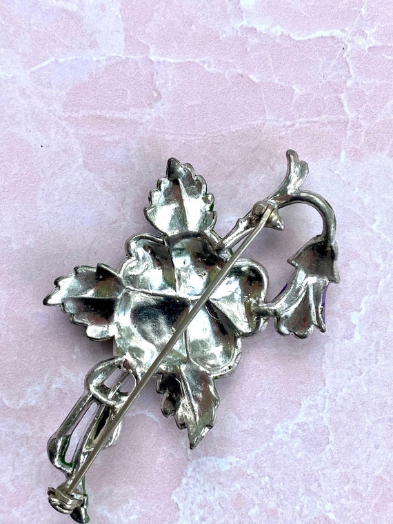 Unsigned Beautiful Enamel Pansy Brooch View 2
