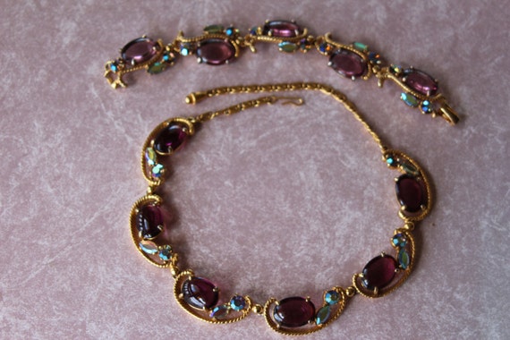 Signed Schiaparelli Necklace and Bracelet 1950's - image 2