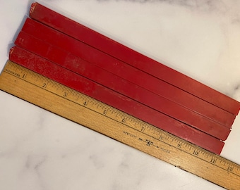 Very Rare Sized Vintage Bakelite Cherry Red  11/16 X 7/16 Inch rectangular 12 inch long Rods for Making Jewelry 4 available