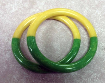 Contemporary Artisan Bakelite Utilizing Vintage Materials, Two color Bracelet