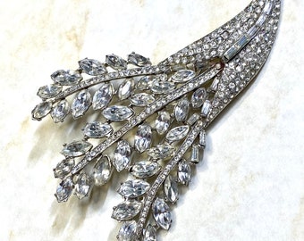 Staret or Eisenberg Style Amazing HUGE 1930s Unsigned Crystal Floral Spray Brooch