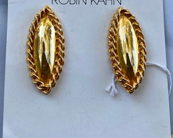 Robin Kahn 1984 Coty Award winning Designer Gold Elongated Earrings