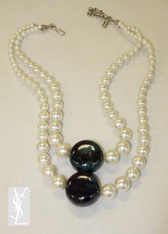 YSL Yves Saint Laurent Necklace Bakelite and Pearl