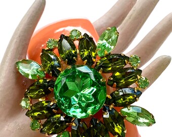 Diamonds and Rust Original Design Bracelet featuring a Beautiful Mermaid Shimmering Olivine, Peridot and green rhinestone Centerpiece