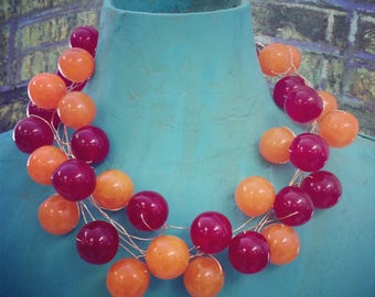 Vintage Bakelite Style and Bauble Necklace, Diamonds and Rust One of a Kind necklace series