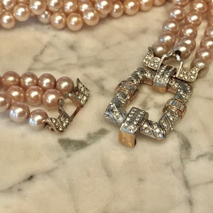 Amazing Unsigned Les Bernard Vintage Diamante and Pearl Necklace and Earrings Fine Jewelry Look bild 5