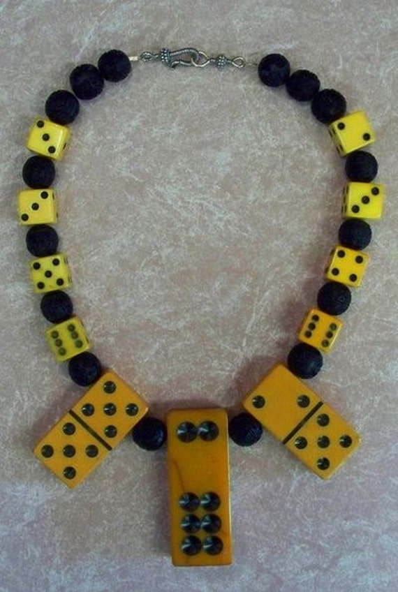 Incredible  Bakelite Domino and Dice Necklace