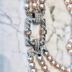Amazing Unsigned Les Bernard Vintage Diamante and Pearl Necklace and Earrings Fine Jewelry Look bild 4