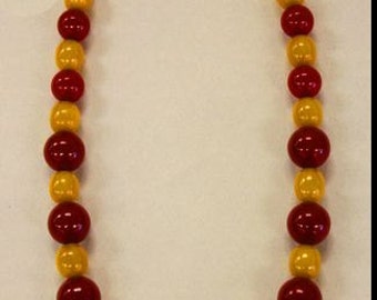 Beautiful Cherry Red and Pineapple Bead Vintage Bakelite  necklace