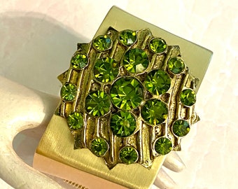 Diamonds and Rust Original Design Bracelet featuring Vintage Goldton Brutalist Centerpiece