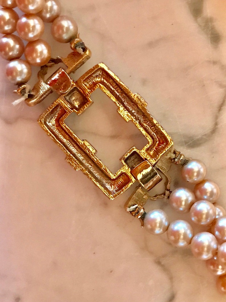 Amazing Unsigned Les Bernard Vintage Diamante and Pearl Necklace and Earrings Fine Jewelry Look bild 6