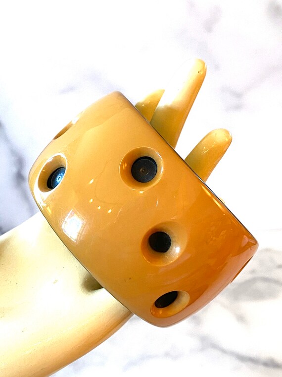 Huge Vintage Bakelite Look Lucite Swiss Cheese Dot