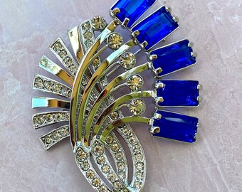 Gorgeous Eisenberg Original Recast? Brooch Amazing Electric Blue Sapphire