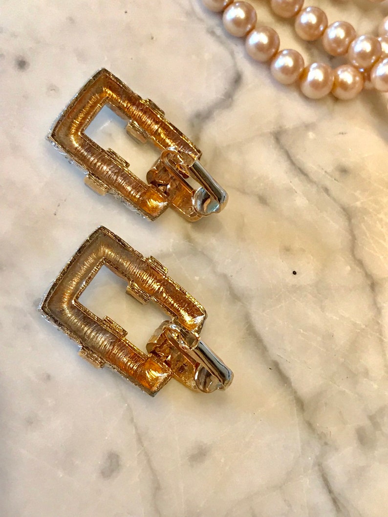 Amazing Unsigned Les Bernard Vintage Diamante and Pearl Necklace and Earrings Fine Jewelry Look bild 9