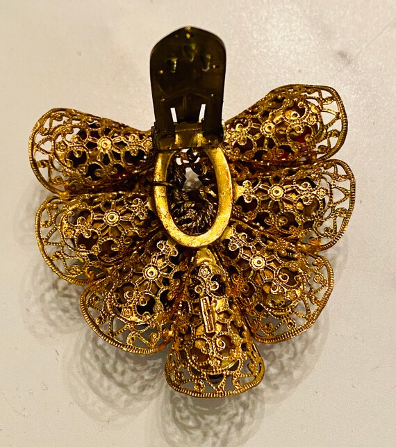 Czechoslovakia signed  Ruby Faceted Bead Dress Cl… - image 3