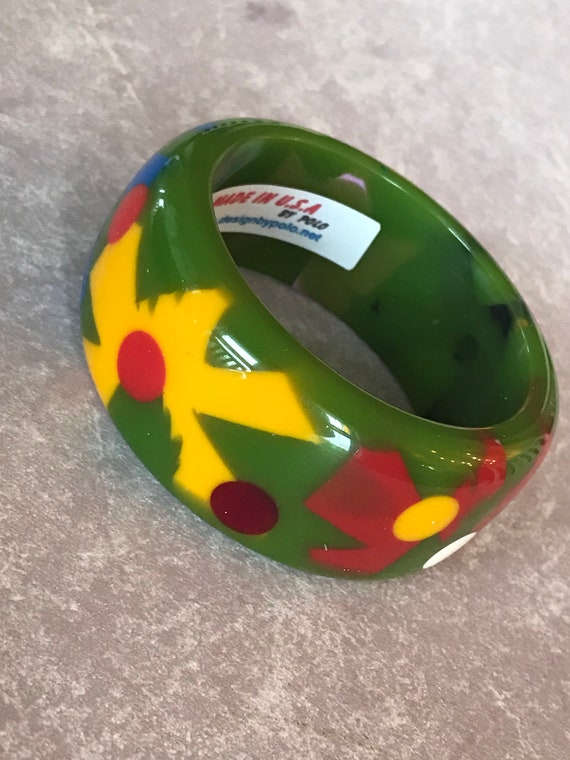 Huge Acrylic Bakelite Style Artisan Resin Bangle B