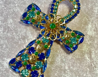 Alexis Kirk Ankh Cross Convertible Necklace or Brooch by Delizza and Elster of Juliana Fame