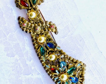 Rice Weiner Etrusceana Theif of Bagdad Korda Scimitar Gorgeous Very Ornate Vintage Byzantine / Etruscan Revival  Brooch Pin