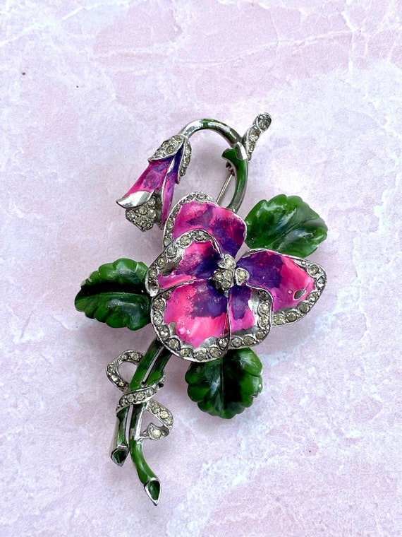 Unsigned Beautiful Enamel Pansy