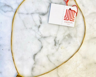 Lovely Classic Vintage LANVIN Paris Iconic Enamel Logo Necklace NWT from 1980's