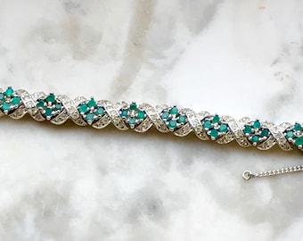 Dazzling Panetta Emerald and Pave Fine Jewelry Look Bracelet