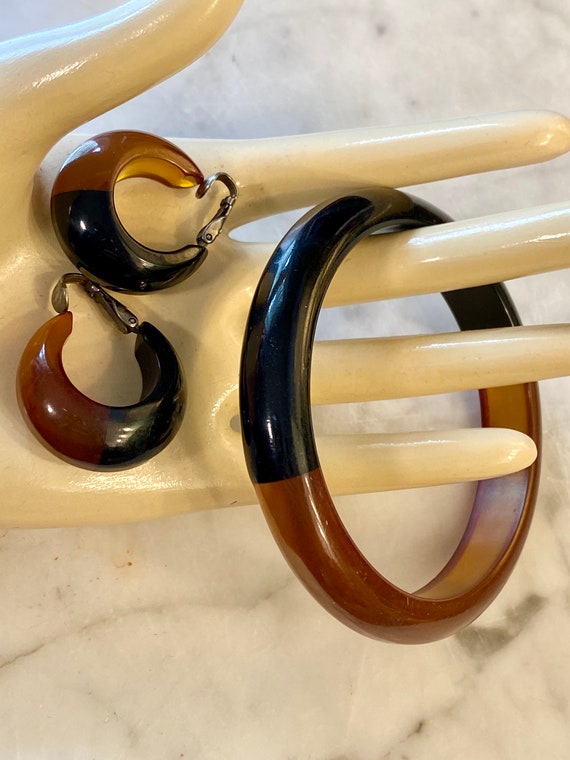 Ancien Bracelet Bakélite Vintage 2 Couleurs – Chocolat/Caramel – Bon État
