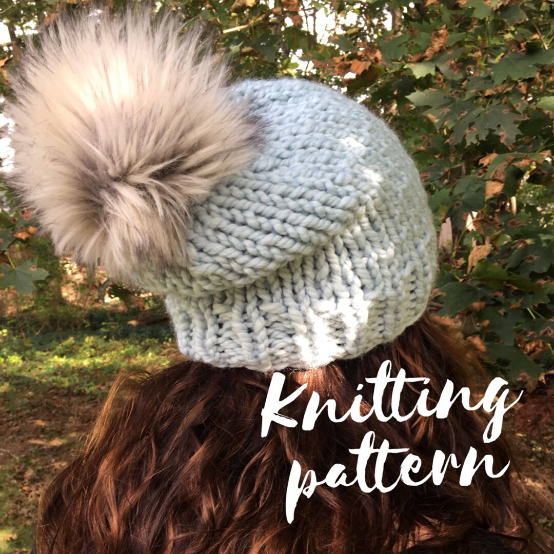 KNIT HAT PATTERN Slouchy Knit Hat Classic Beanie Beginner Etsy