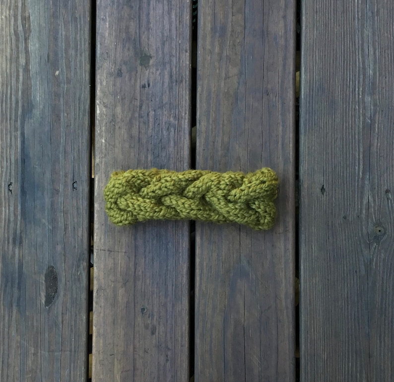 Green chunky braided headband chunky knit ear warmer green headband || THE BARKELY braided ear warmer cable knit headband
