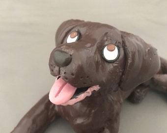 Chocolate lab / labrador retriever dog figurine