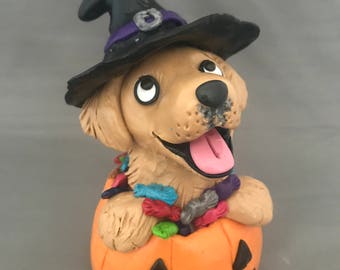 Halloween Golden Retriever dog figurine