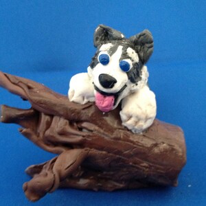 Curious Siberian Husky Pup - dog figurine