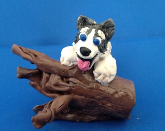 Curious Siberian Husky Pup - dog figurine