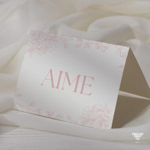 Naamkaartjes babyshower | Aanpasbare naamkaartjes voor douche of bruiloft | Toile de Jouy-kant | Roze, blauw, saliegroen | Bewerken en afdrukken