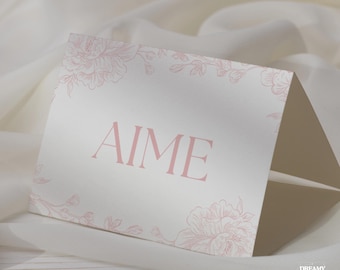 Toile de Jouy Baby Shower Place Cards: Pink, Blue, Sage (Edit & Print)