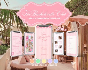Bachelorette Itinerary Template | Old Money Summer Mobile Trip Planner | Destination Bach Weekend Schedule, Bridal Travel | Fully Editable