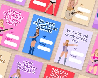 Taylor Swift Eras Tour Valentines | Swiftie Valentine Cards for Classmates | Print from Home PDF