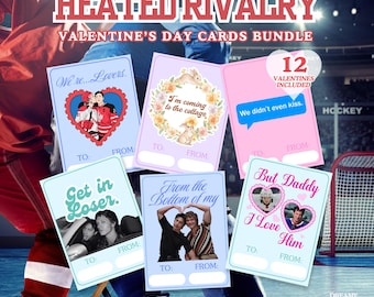 Beheizte Rivalität Valentinstagskarten | Hockey Romanze Galentines | Valentinstag für Mädchen & Schwule | 12 Karten | Sofortiger Download - Drucke zu Hause