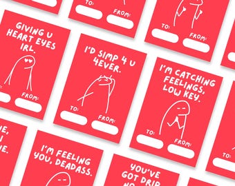 Slang Valentine Cards | Original Skibidi Valentines Cards for Kids and Teens | Print from Home | Instant Download