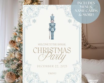 Nutcracker Christmas Template Bundle Traditional Dinner Menu Cocktail Menu Event Sign Editable Elegant Sugarplum Holiday Animated Invitation