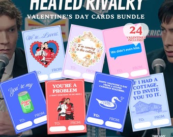 Beheizte Rivalität Valentinstagskarten | Galentines Hockey-Bundle | Valentinstag für Mädchen & Schwule | 24 Karten | Sofortiger Download - Drucke zu Hause