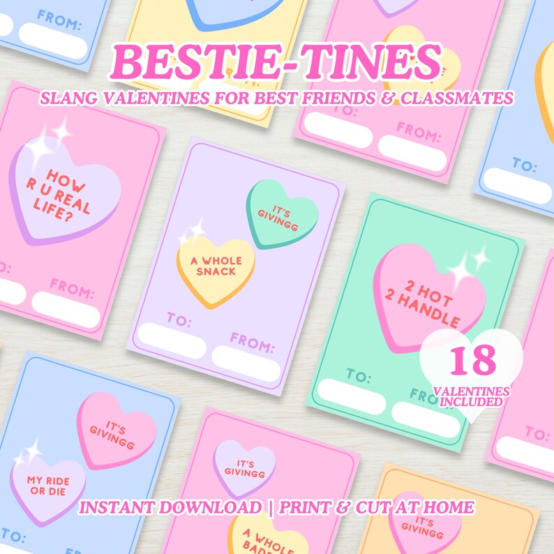 Best Friends Slang Valentines Day Cards | Bestie-tines for Teens ...