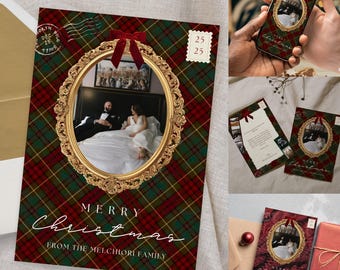Ralph Lauren Inspired Christmas Card Family Photo Template | Holiday Frame Digital Mobile Newsletter | Classic Polo Plaid Tartan Bundle