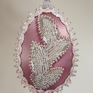4&quot; Mauve Pink Satin Egg Beaded Ornament Kit**Free Shipping**
