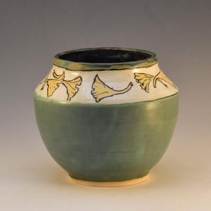 Craftsman Style Ginko Vase by Hog Hill Pottery Arts and Craft original