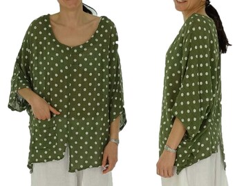 Shirt mit Kette Top Tunika Bluse Lagenlook Größe 46-54 one size rot geblümt w